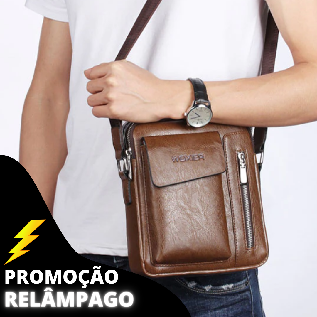 Bolsa Transversal de Couro Masculina