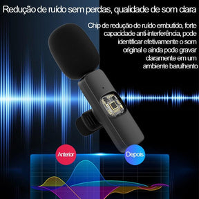 Microfone de Lapela Sem Fio para Celular - K8 Premium Mic™