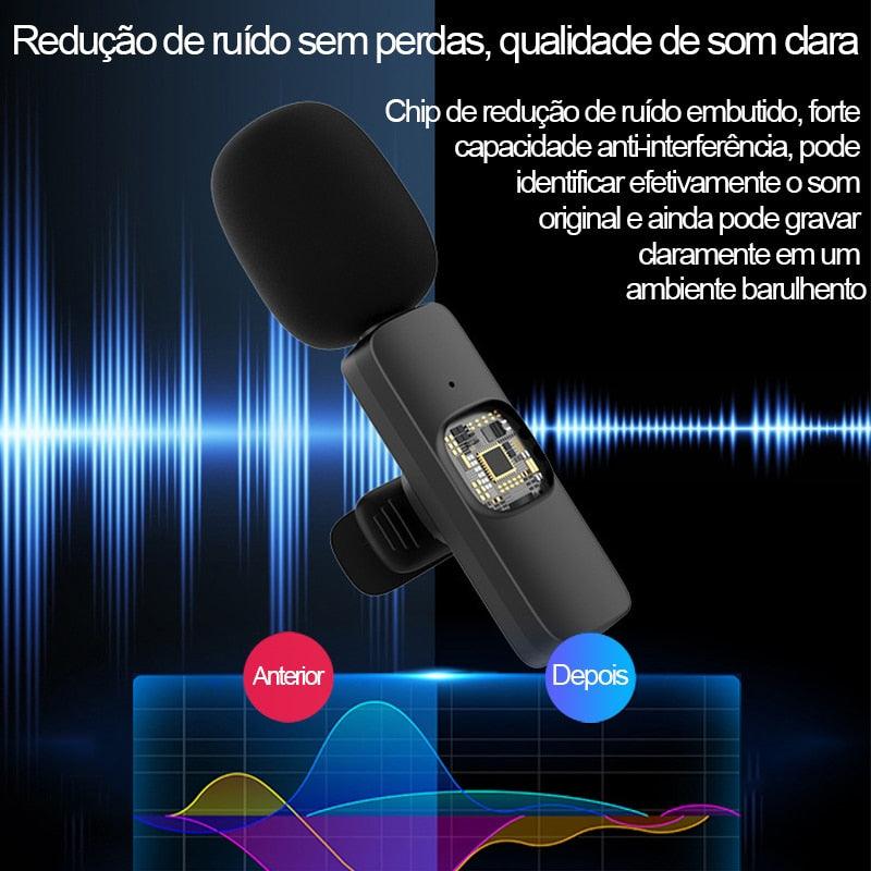 Microfone de Lapela Sem Fio para Celular - K8 Premium Mic™